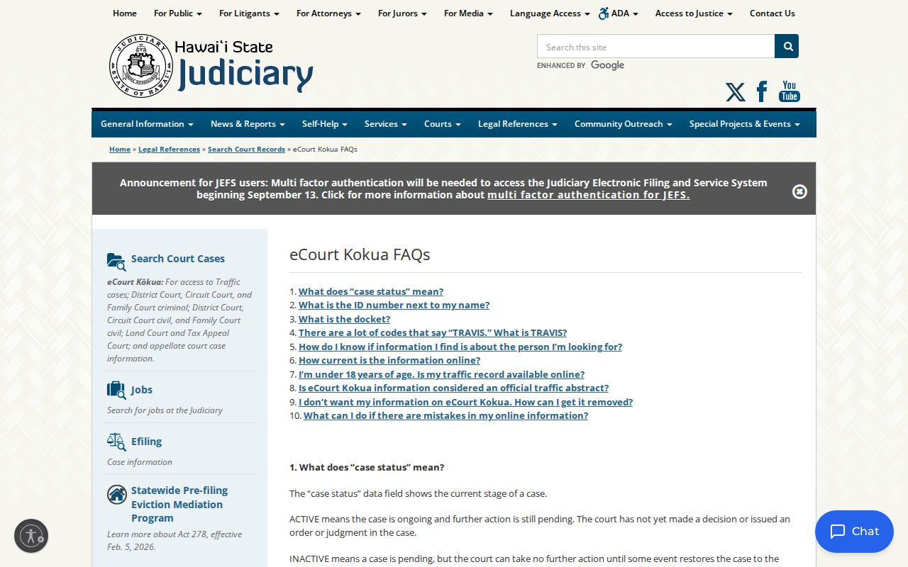 Maui County case lookup CourtConnect coverage