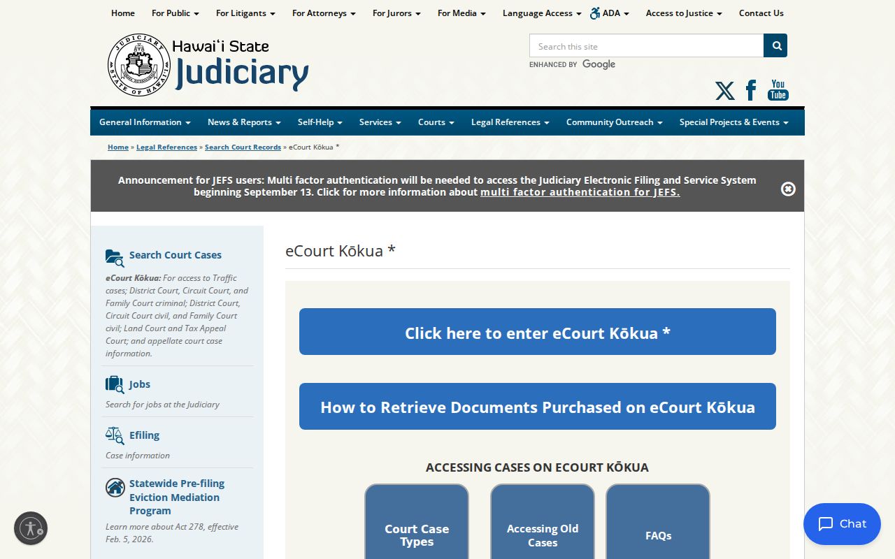 Maui County case lookup eCourt availability