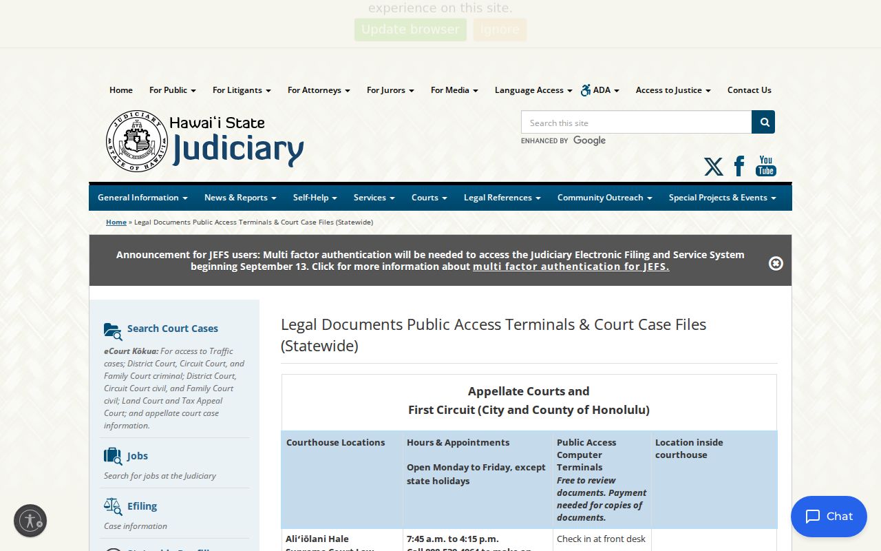 Maui County court records public terminal information