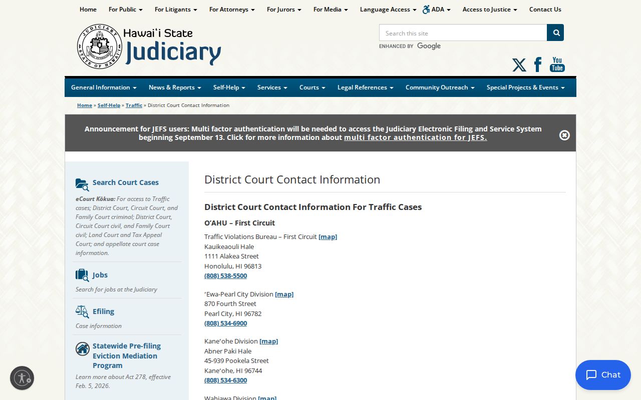 Maui County traffic ticket District Court contacts