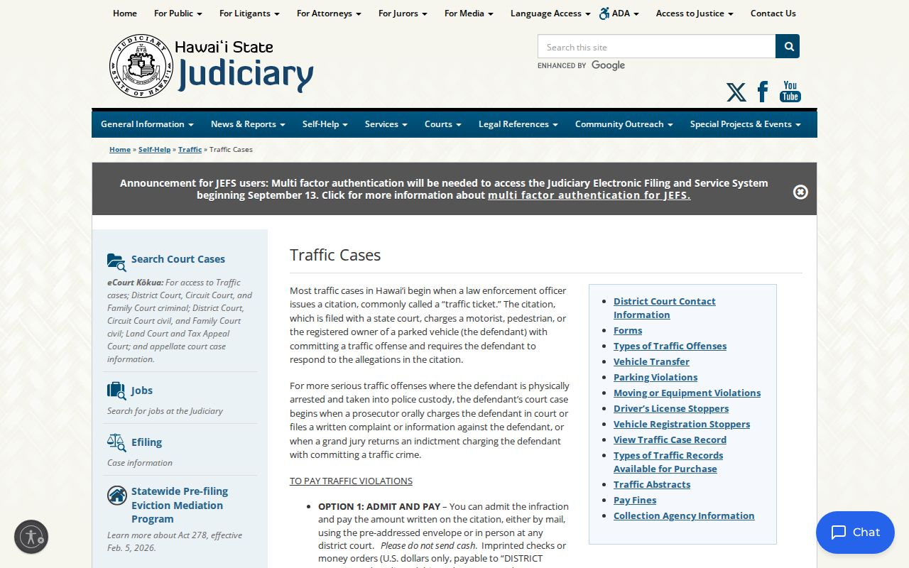 Maui County traffic ticket response choices